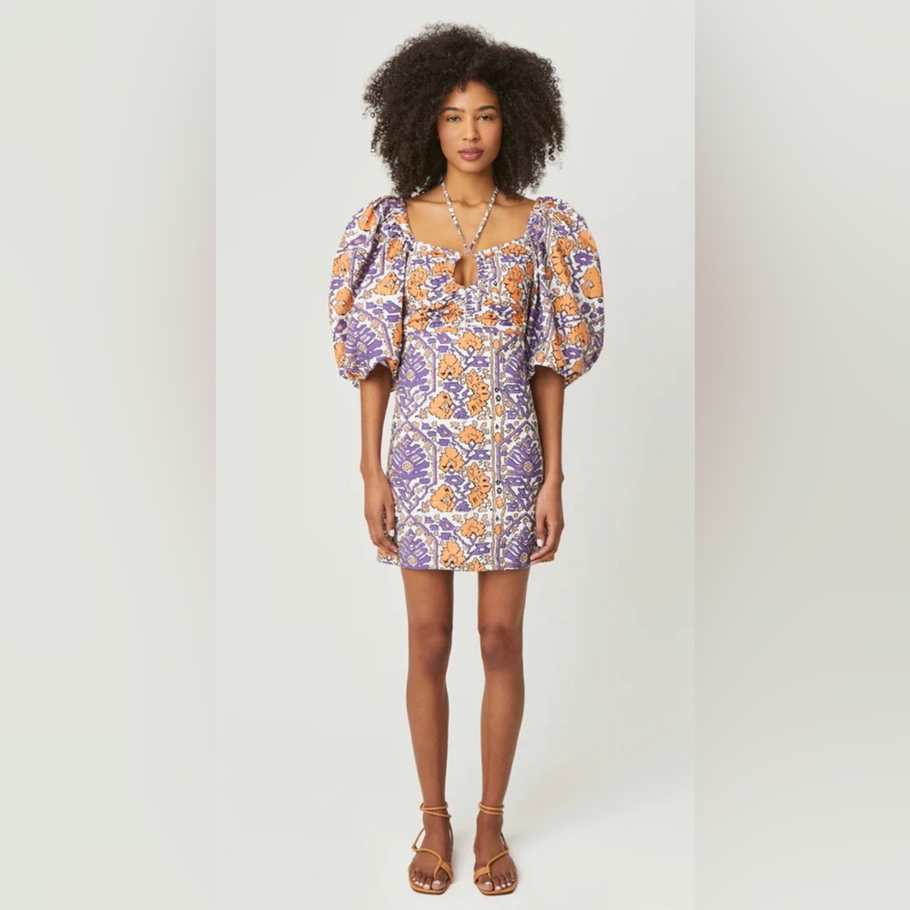 NWT Rhode Jeanne Geometric Puff-Sleeve Dress